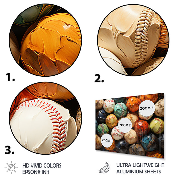 DesignArt Baseball Collage I Sports Metal Wall Art Prints Set Wayfair